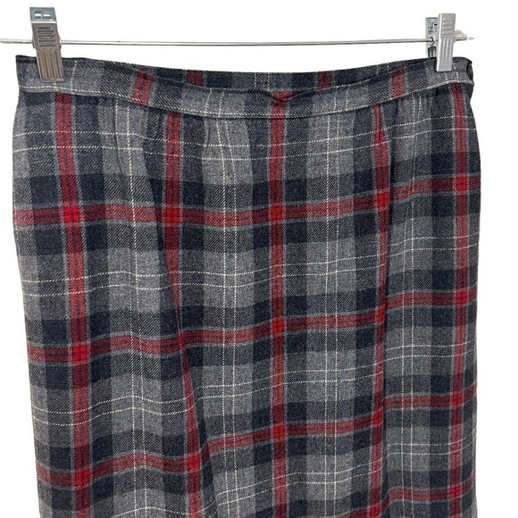 Vintage Pendleton Virgin Wool Skirt Red Gray Plaid 30” Waist Academia Preppy - Picture 3 of 6